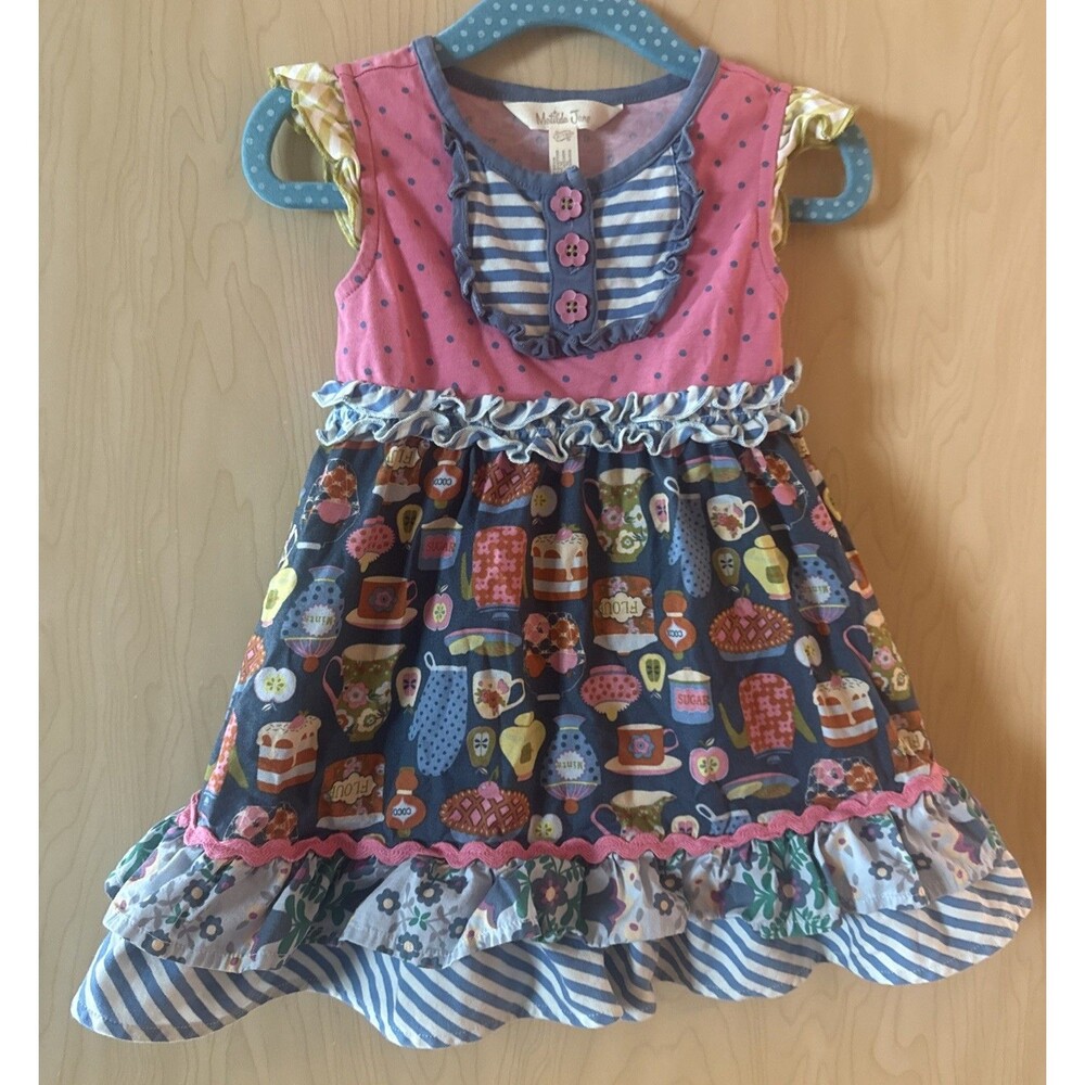 Matilda Jane tea party dress featuring a vibrant mixed-pattern Size 12-18
